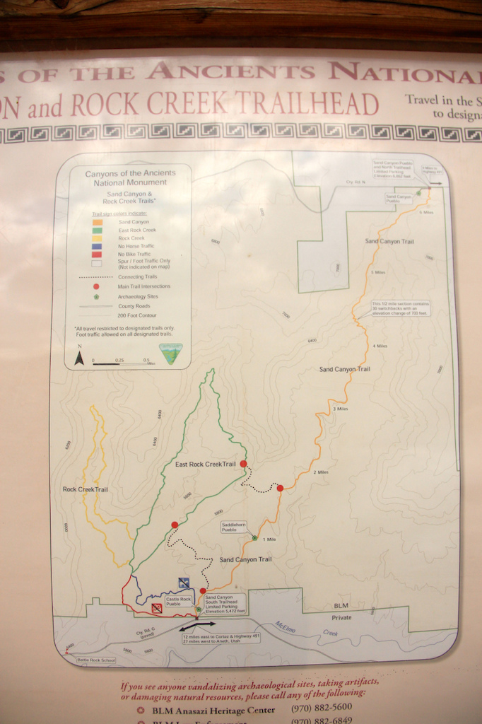 Map at the Sand Canyon Trailhead