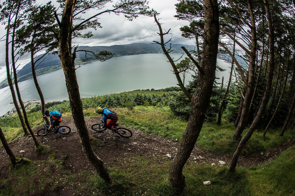Riding through Kodak Corner with Alistair Baron a local shredder. Its so picturesques they named a bit of the trail where the view is insane. Kodak Corner. If you look up Rostrevor on the web, you will definitely see a photo or 6 of some one riding or chilling at this point