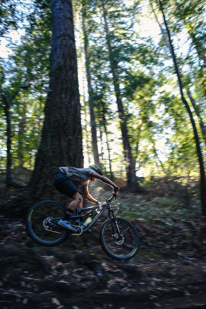 Jeff pinned under the big trees during the first ever collegiate mountain bike race held in Santa Cruz county.
