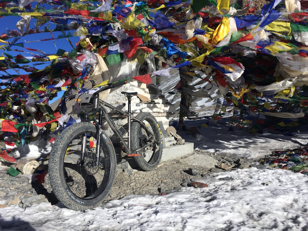The bike atop the pass at 5416m, the highest Fatbike pic on the planet??? Maybe..