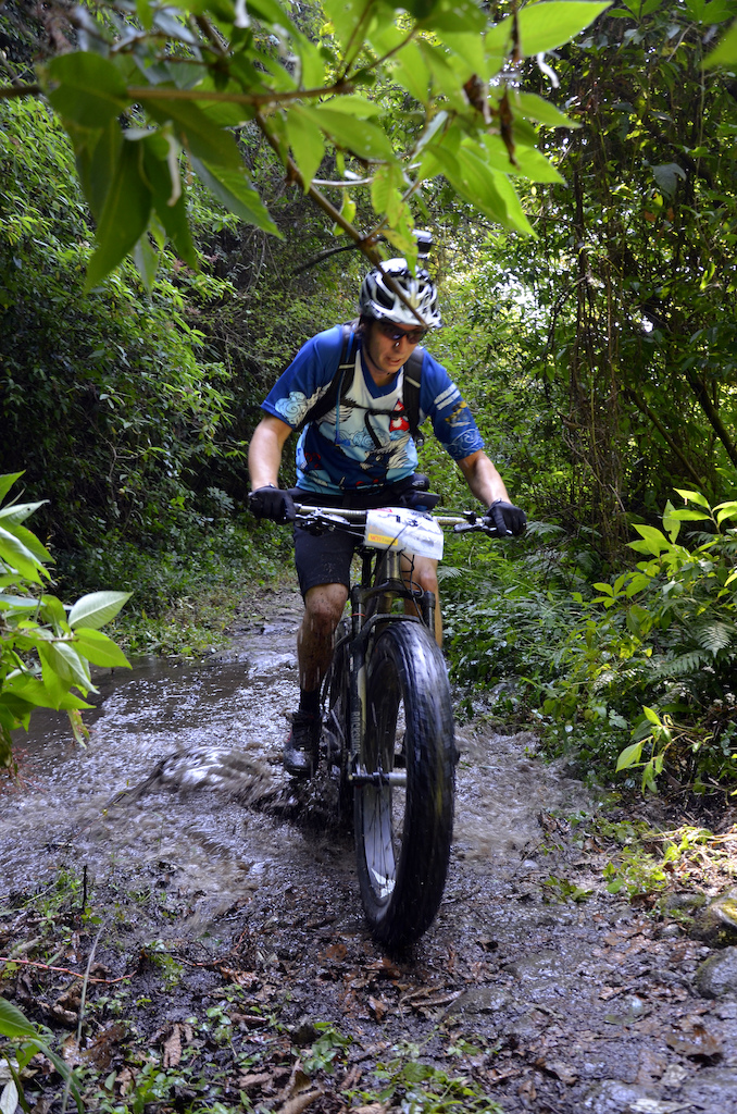 Stage 1 riding through the jungle was incredible, lots of streams and mud for the fatbike