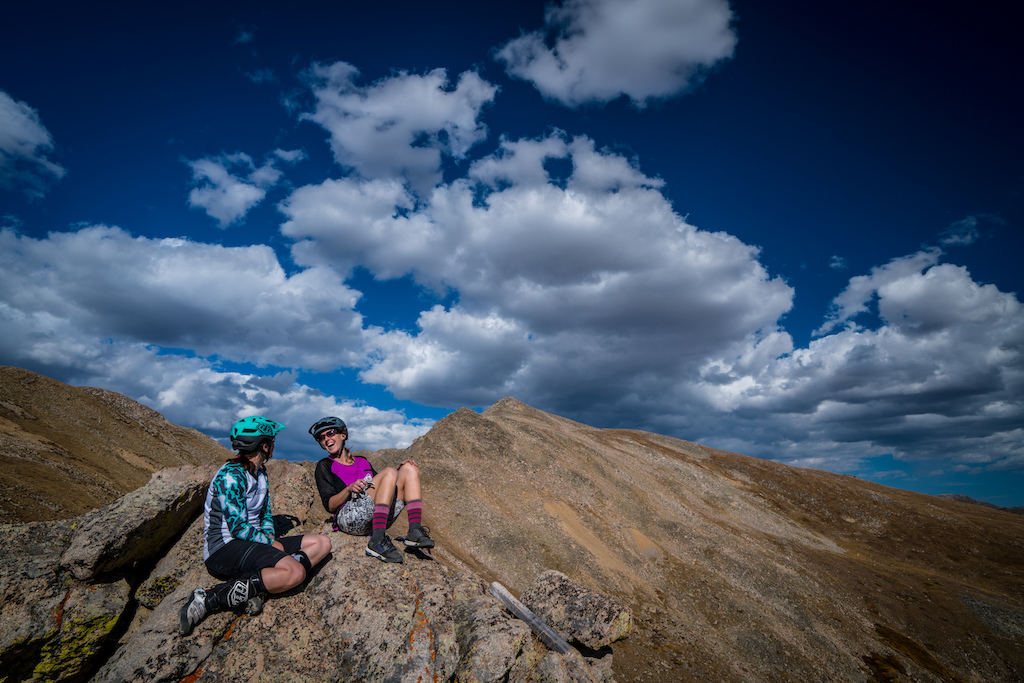 A laugh or two while resting after a solid climb before dropping in on Lenawee.