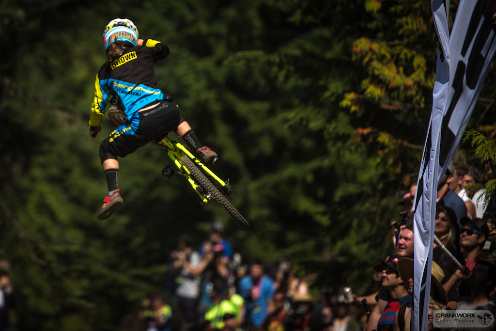 Casey Brown at the Official Whip-Off World Championships presented  by Spank at Crankworx Whistler. (Photo by clint trahan/crankworx)
