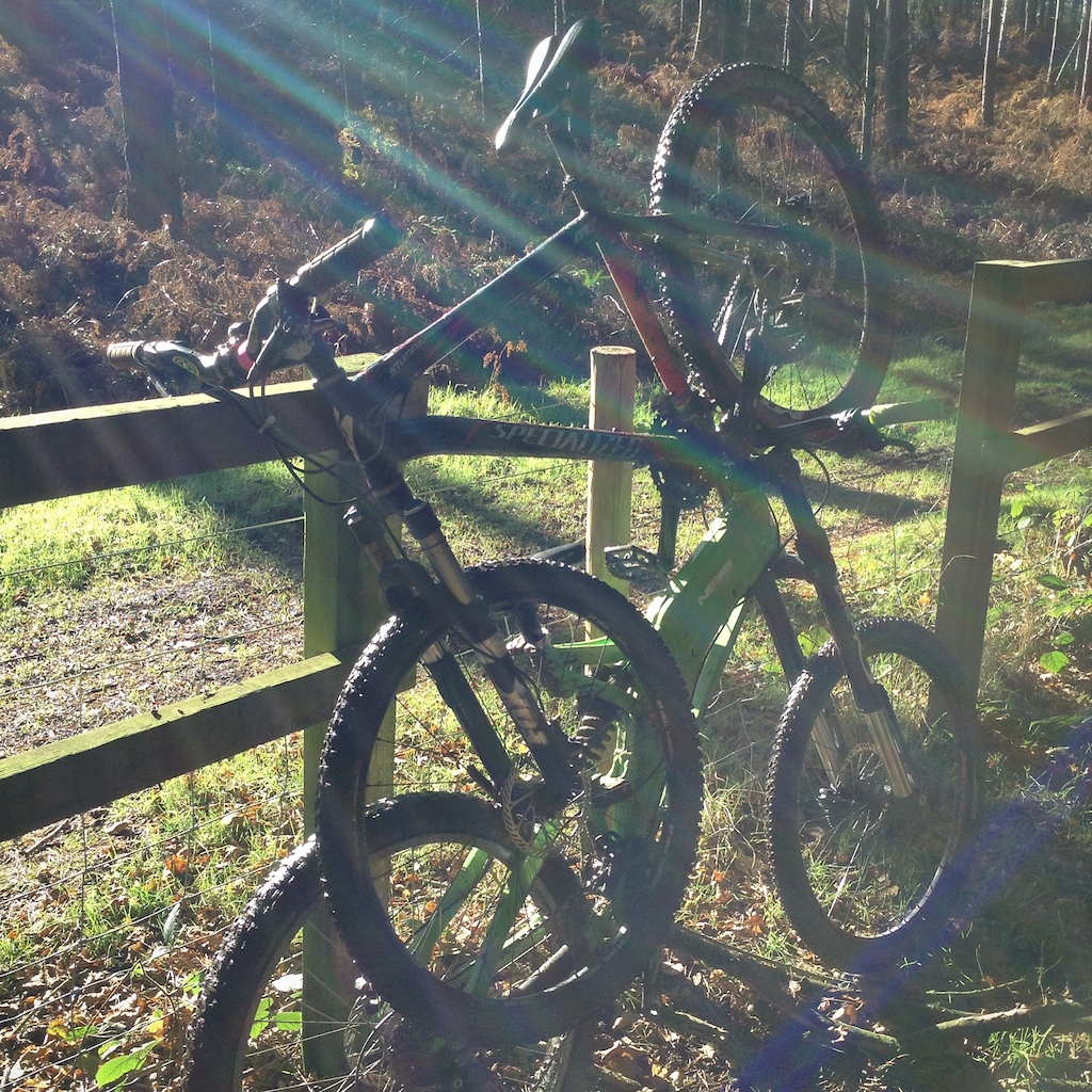 My bike and my mates old hardtail at Chicksands bike park.