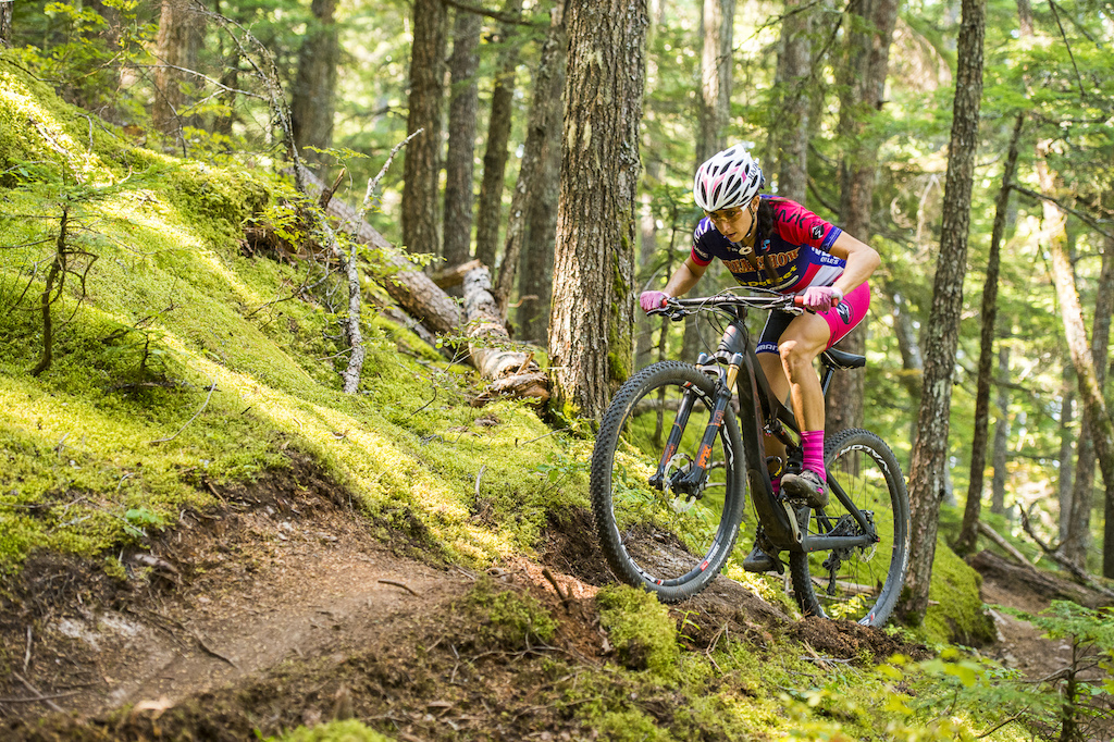 Sonya Looney aboard the Pivot Mach 429 SL on the "Hey Bud" trail in Whistler Valley.
Sonya will be in Rotorua to defend her WEMBO 24 Hour Solo World Champs, weekend 2 of the Festival.
Photo: Colin Meagher