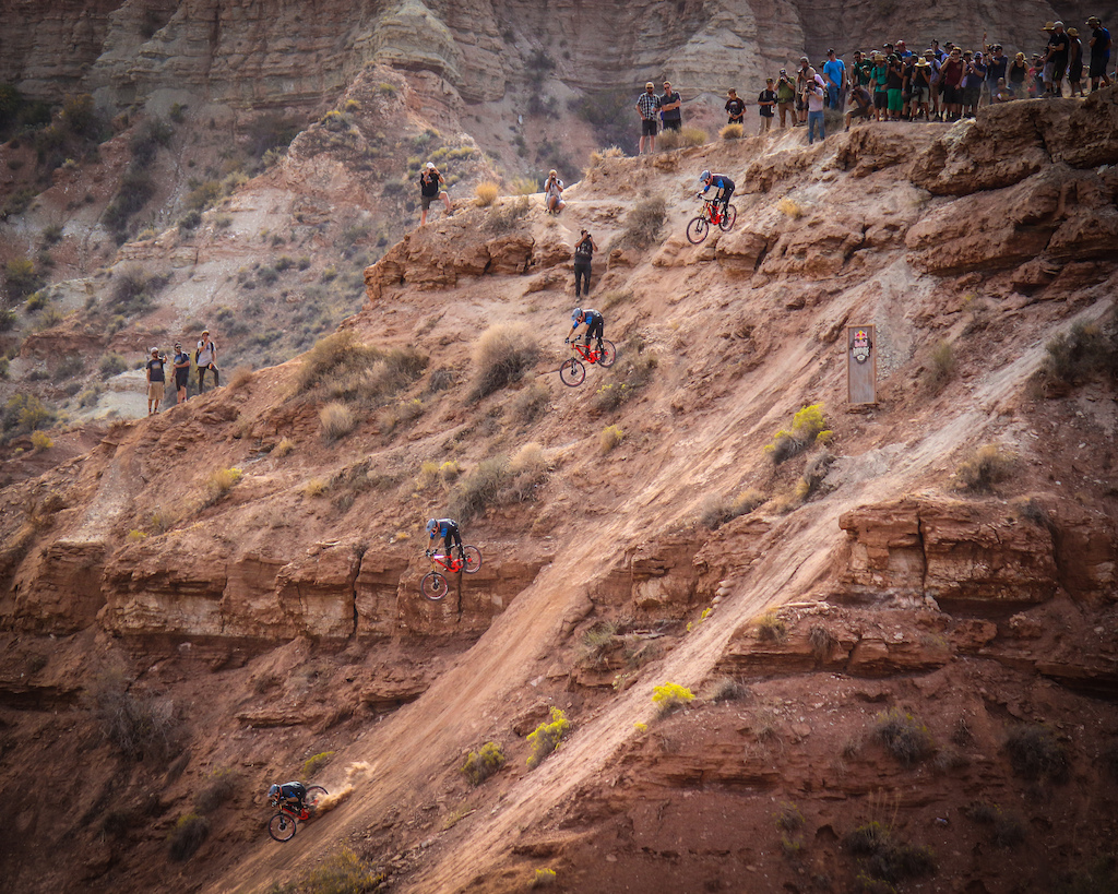 Paul Bas absolutely sending it on one of the biggest drops at Red Bull Rampage.
