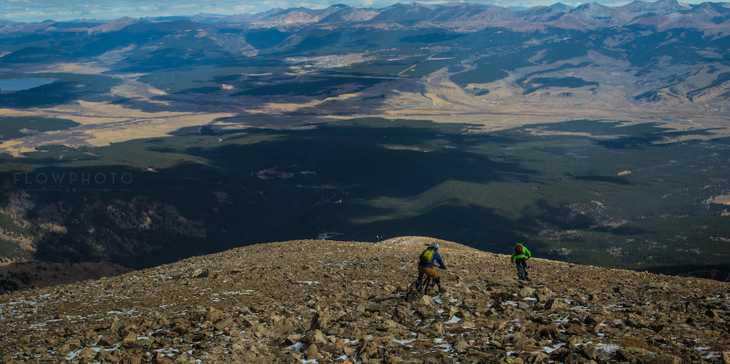 Sending the peak of Mount Elbert 14,440ft about sea level. Leadville in the background.