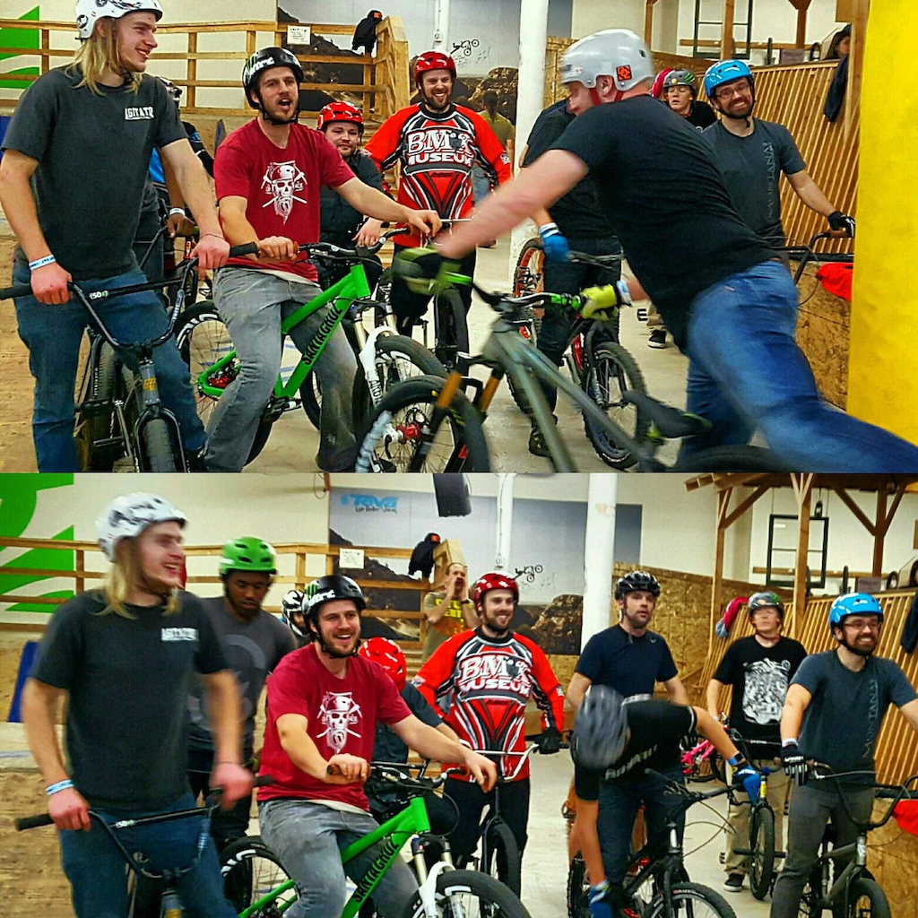 You are invited to Friday Night Shenanigans at The Lumberyard Indoor Bike Park. The Last Friday of every month!  We are watching Shane clear 35" on the bunny hop bar. Once the bar got past 36" it knocked like 6 of us out of the comp.    Thanks to GAry Sansom at @bmxmuseumdotcom @maximumradness @hi5bikes , @lilshredderbikes,  Tony N Jodi Tellache @canby bikes,  @aa_gibson  @BikeClarkCounty, @camas_bikes, @Eric Amber Albers @SingleTrackMindeCyclery, Chad Settlemier @XLbmx, William Heiberg @lumberyardmtb, Don Sunderland @bmxpdx, Dennis Sharon Martin @Sadie&amp;Josie'sBakery, DerikSprando @Pickybars, Justin SaneCarner @blacklineathleticco and more for all the swag, prizes and support