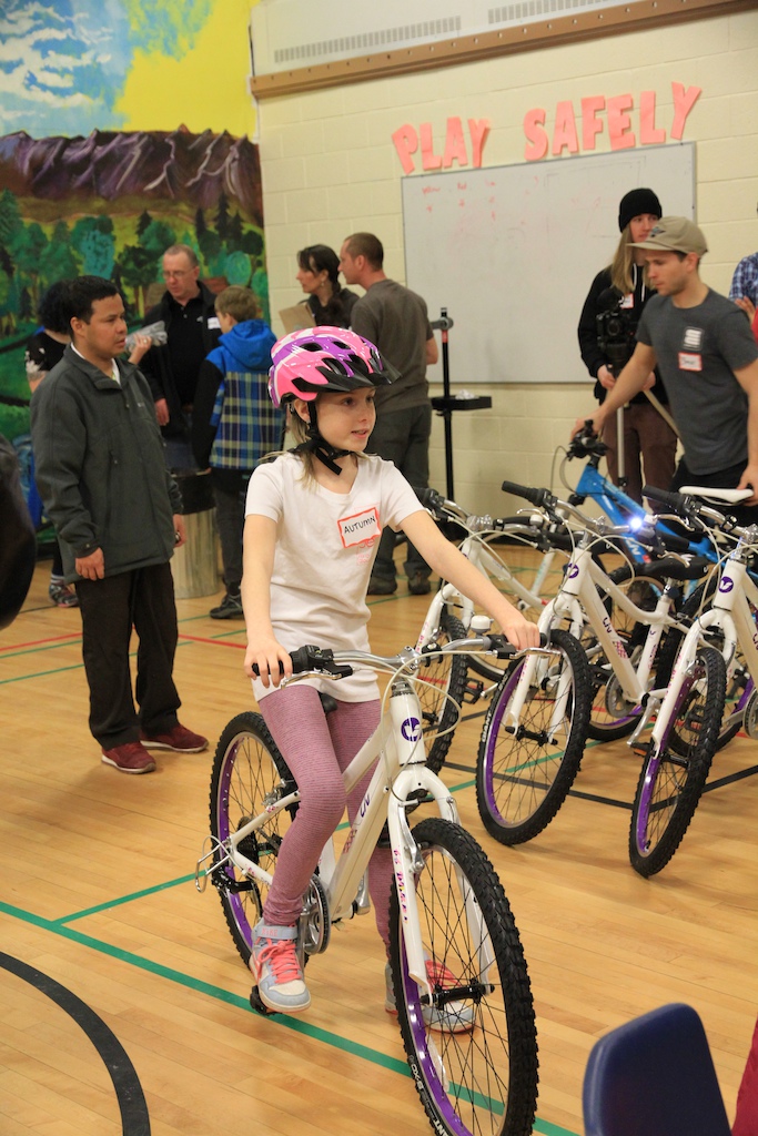 Share the Ride Foundation hosted at the Sacred Heart Elementary School in DT Calgary.  21 kids received new bikes from Giant, helmets from Kali and locks from Abus..