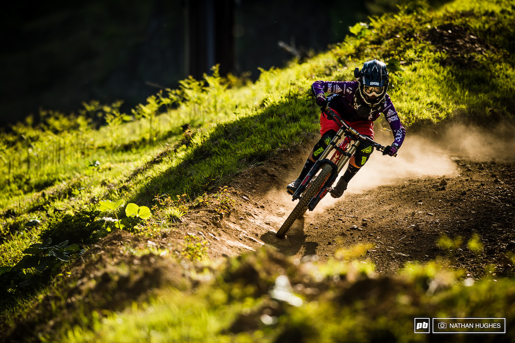 Steffi shreds the golden hour off last lifts at Fujimi Panorma Bike Park.