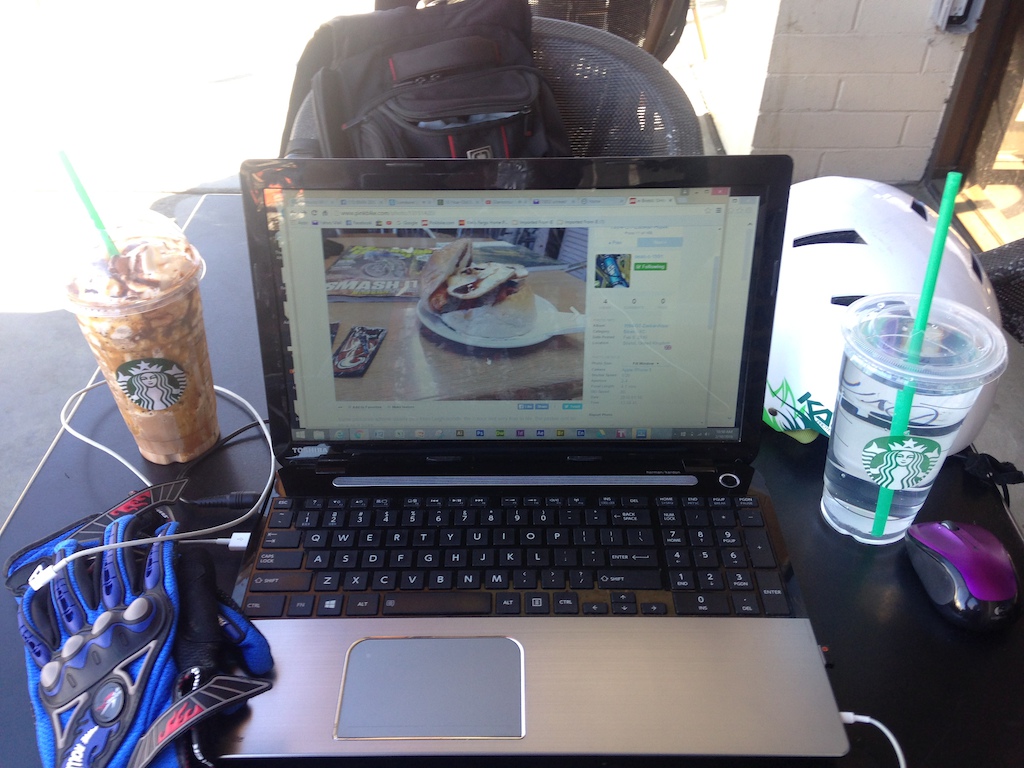 I rode my bicycle about 4 miles over to my "office", a local Starbucks.