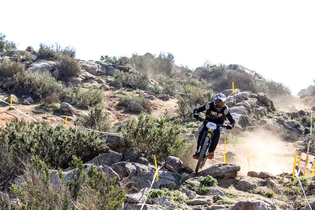 Sylvestri YT Industries Sensus was trying hard to keep up with team mate Aaron Gwin. Sylvestri chose the Capra which being a solid bike may have been the wrong choice for the technical sections that Fontana offered this weekend. He still managed to finish 8th.