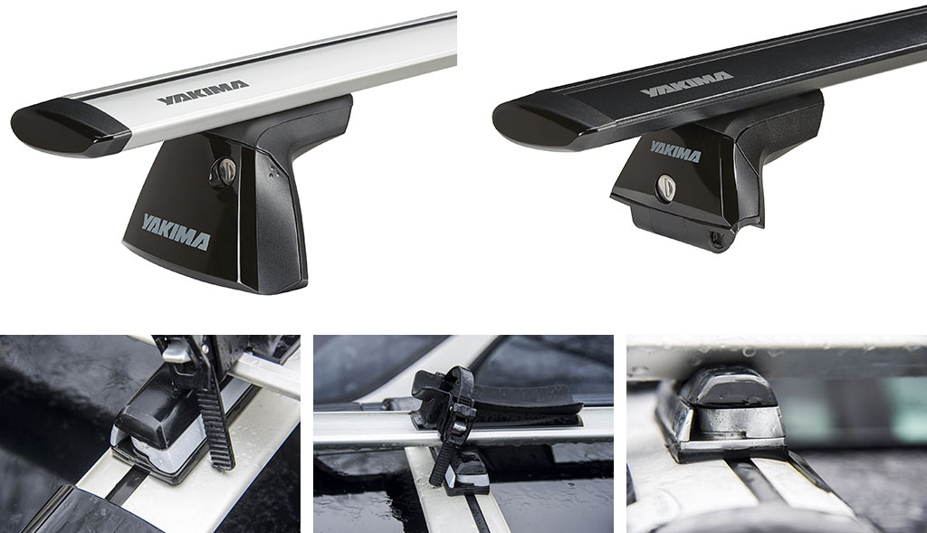 Jet Stream bars in both black and silver with the new Tee Slot mounting system visible. Certain rack accessories attach via the Tee Slot gutter in the middle of the bar. Any Tee Slot rack accessory will mount in the rubber center line and lock in with a simple twist of the Tee nut that gives the Tee Slot its name.
