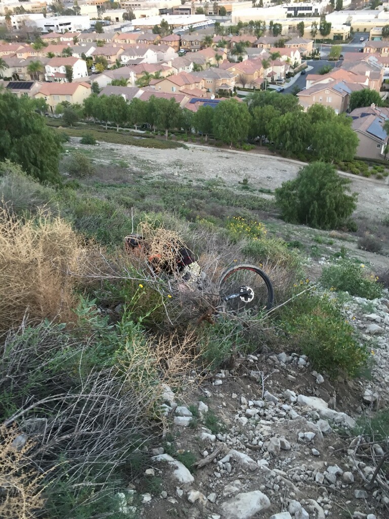 I went over the bars and crashed into a big pile of tumbleweed