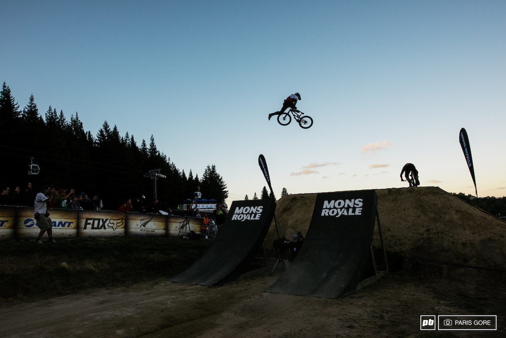 Double Tail Whip from Kyle Strait blowing the crowd away and hardly a second back from Slavik.
