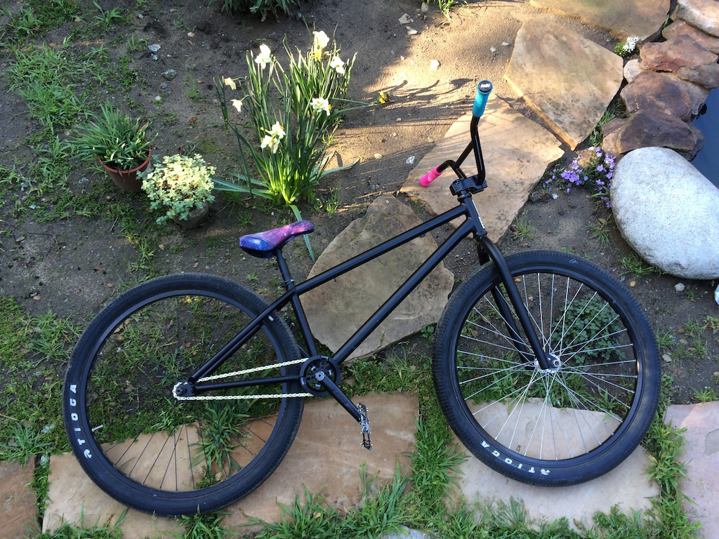 Home built 26" bmx bike. U brake mounts, Spanish bb, integrated ht,