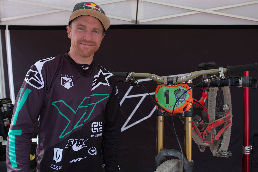 Aaron next his 1st place bike - the YT Tues seems to be working well for him.  He's 2 for 2 on it, taking the win here and in Fontana a few weeks ago.  He's excited for the next race which will be the World Cup in France.