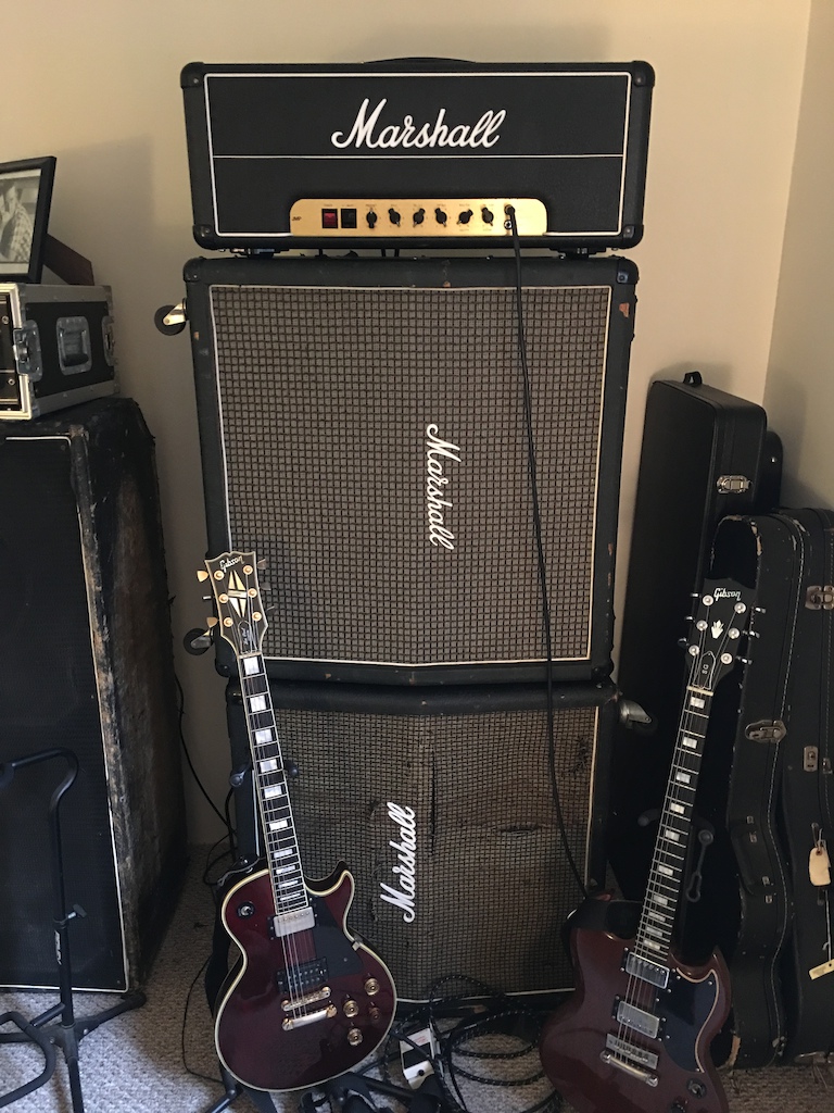 Just picked up a 1975 Marshall 100 watt JMP. It's been modded with an extra gain stage. push/pull gain boost and a depth knob for added warmth. It has 6550 tubes as well. God damn does this beast sound amazing!!!
