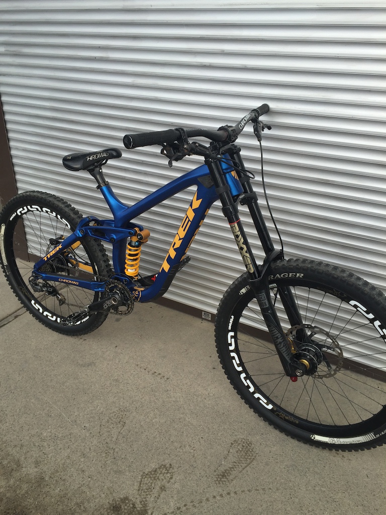 Trek Session Park custom wrap, ohlins ttx22m, boxxer WC, full sram xo1DH 7-speed, chromag saddle, bars, stem, chainring, ethirteen lg1+ wheels