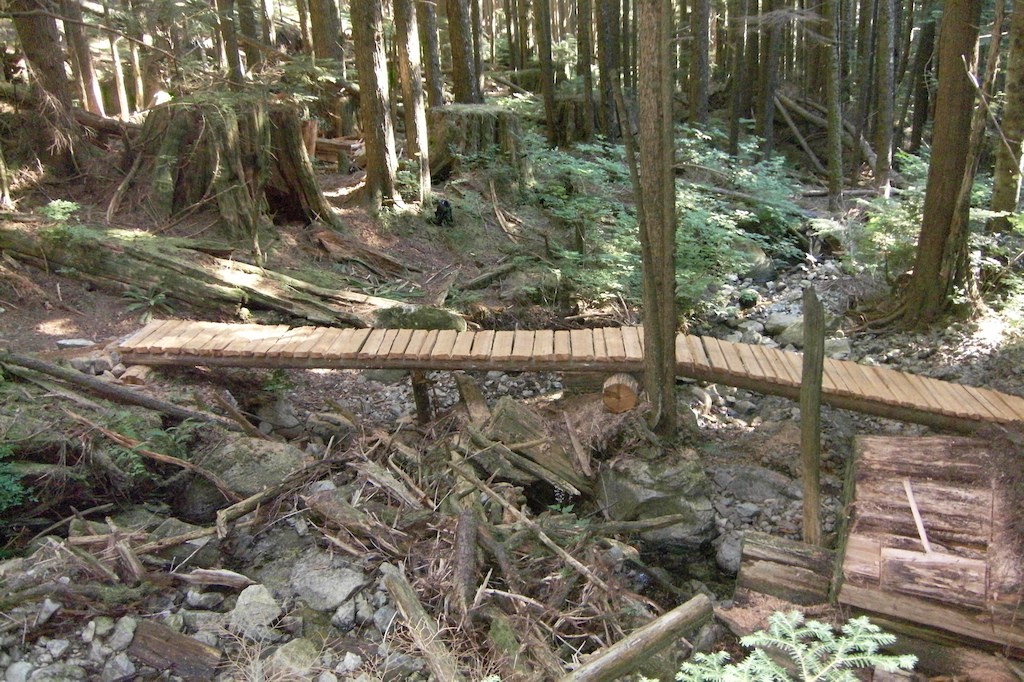 Finished bridge across Mossom Creek... turned out to be very inviting for the moto crowd... The great Mossom connector was doomed...