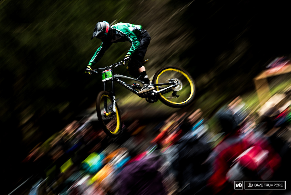 Ireland's Jack Crowley hits the road gap high above the heads of the onlooking crowd.
