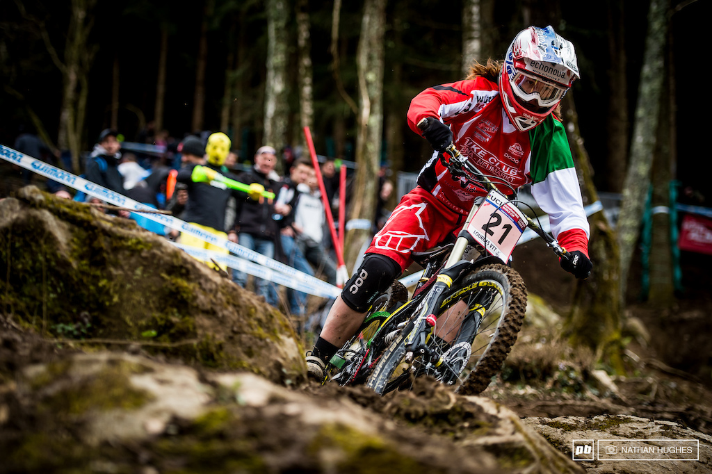 The young Italian national champ, Veronika Widmann, pulled out all the stops in the mud this afternoon, flying into sixth place.
