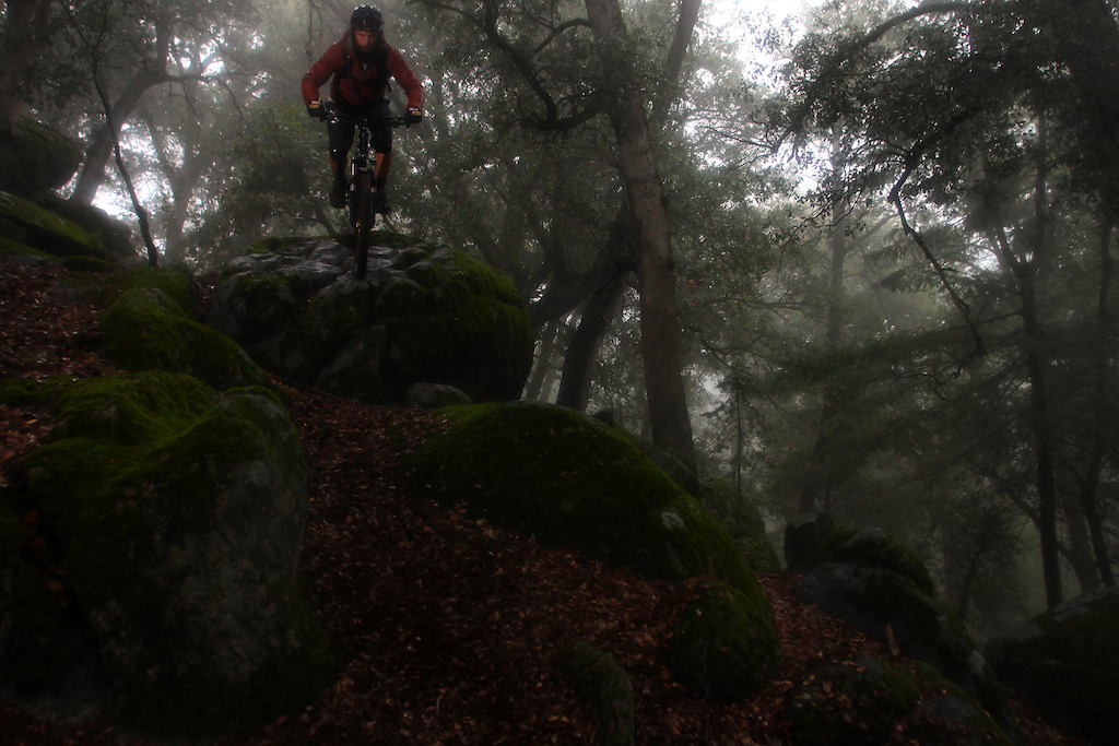 getting my rain ride on, high up on a misty mountain. (self portrait)