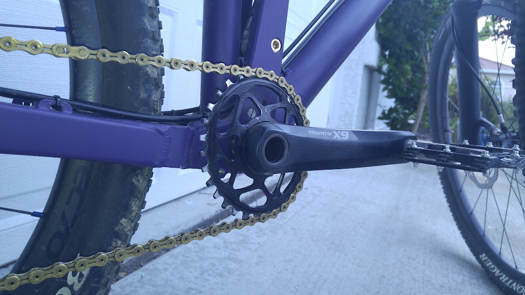 Oval Chainring by Absolute Black. Love it! Even on the slopestyle bike.