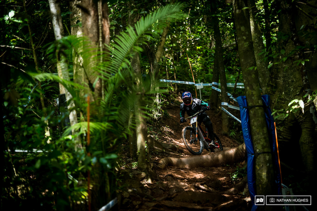 The Gwizzard landed on the podium here two years ago so is no stranger to the challenges jungle. Now he's chomping at the heals of the local boys with a lot fewer laps under his belt... Will the morning session be enough for him to catch up?