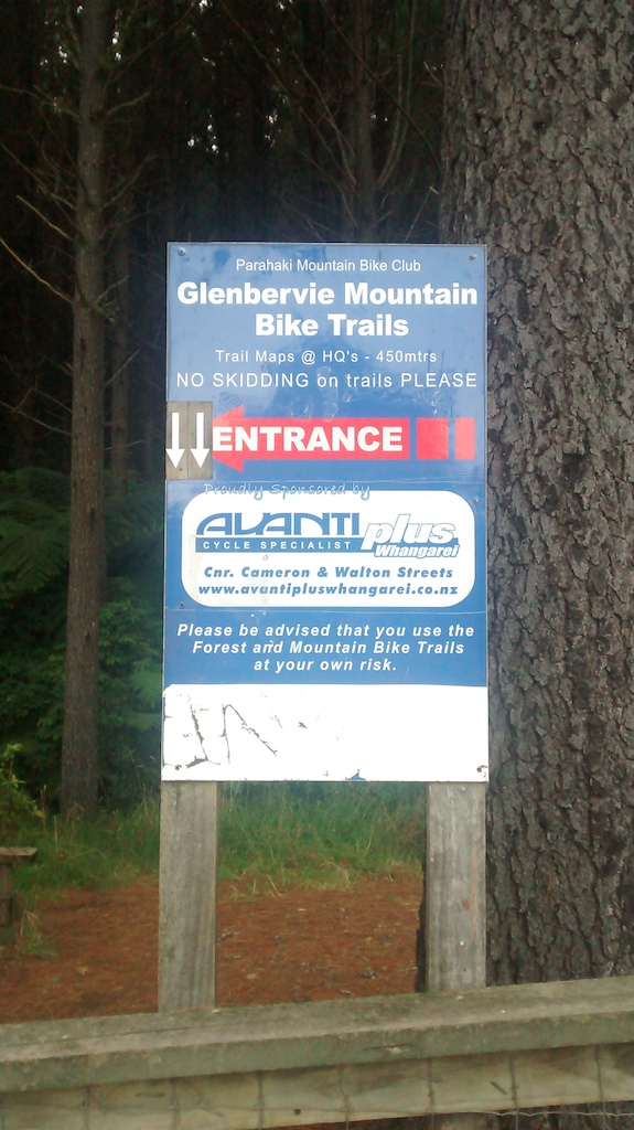 Signage at the entrance to Glenbervie Mountain Bike Trails