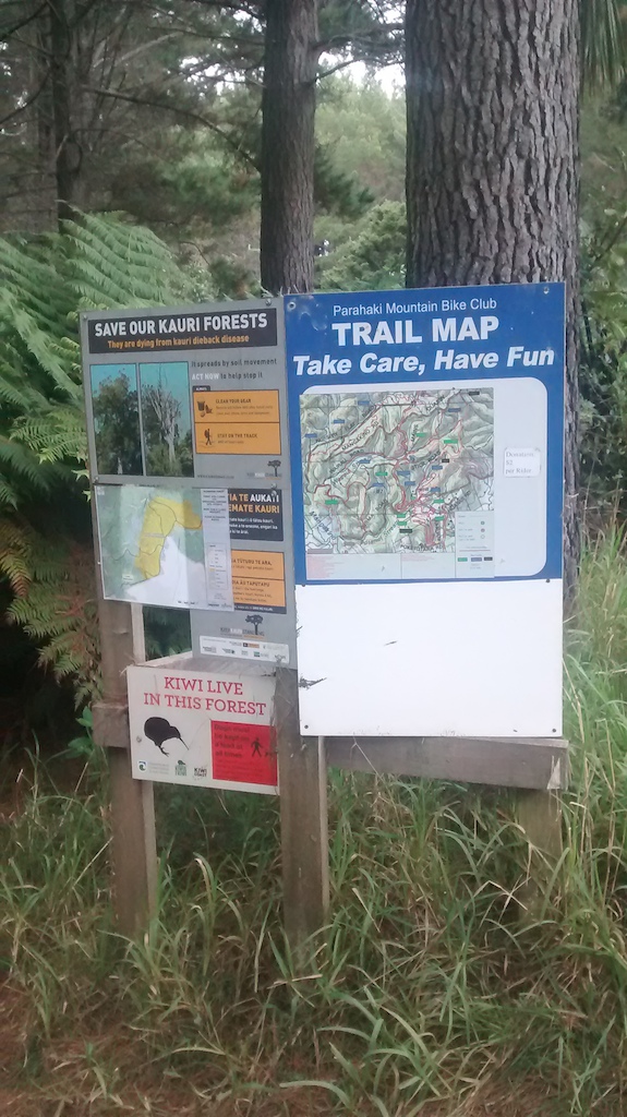 Map and info at the entrance to Glenbervie Mountain Bike Trails