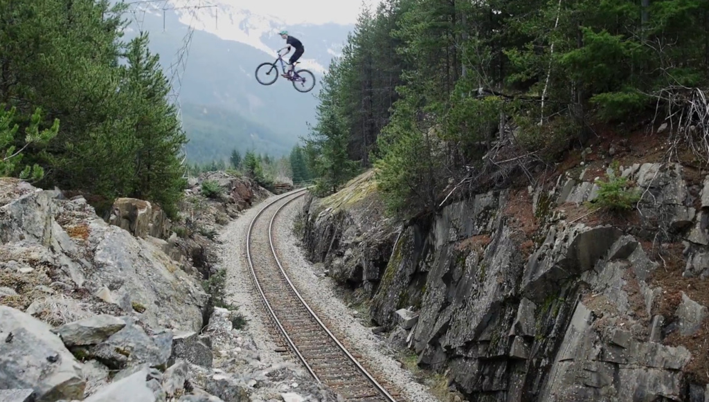 train gap on the trail bike - filming with Wildland Media