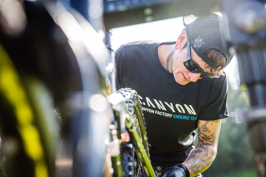 Larry keeping the bikes in top condition. Photo by Matt Wragg.