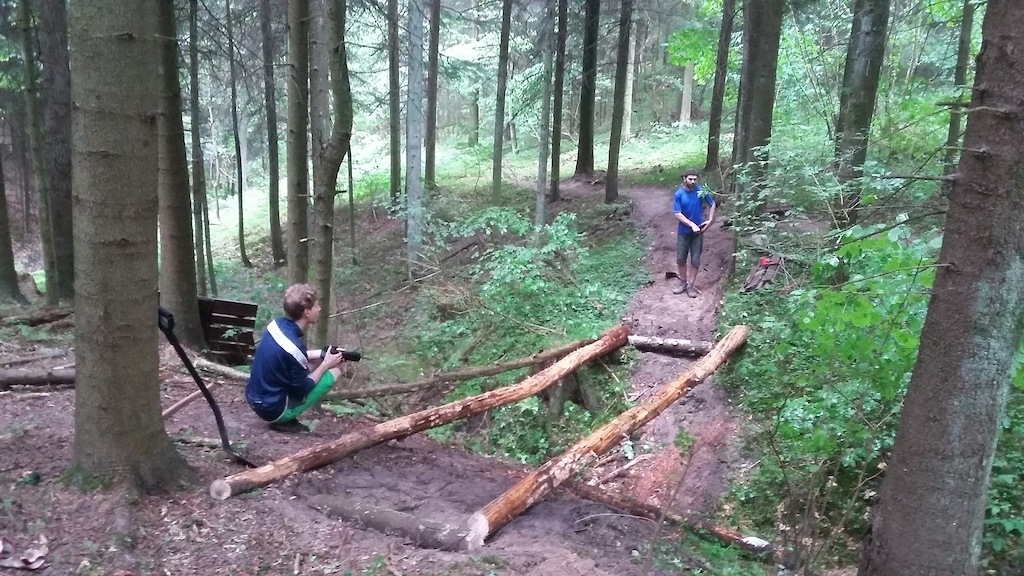 Building a wooden bridge at Przekręt trail