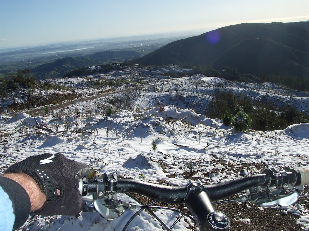 Top of Mt Thompson Hill Climb looking out to Levin/Lake Horowhenua