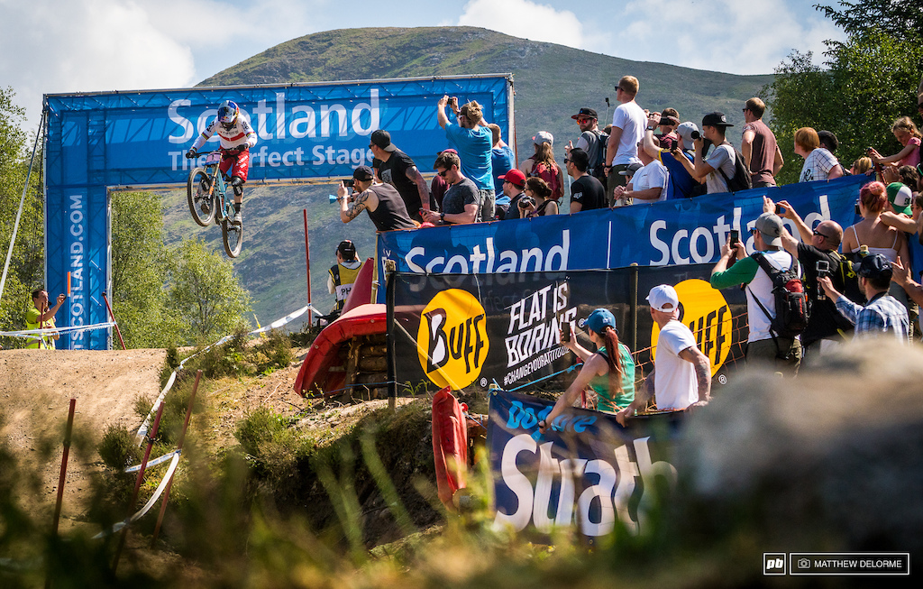 Rachel Atherton bringing it home for a roaring crowd. Atherton took win number three today.