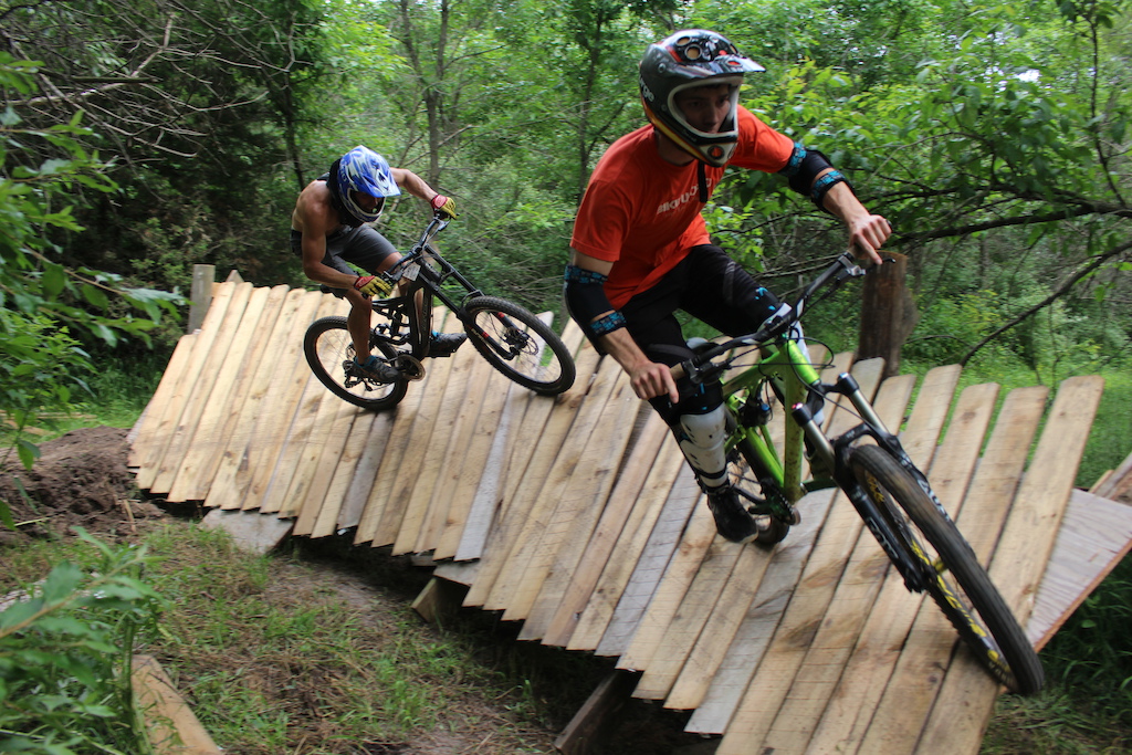 testing the new wooden berm on the dh track