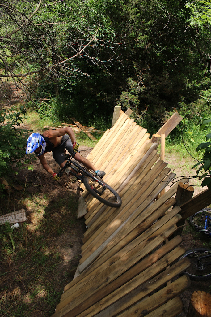 testing the new wooden berm on the dh track