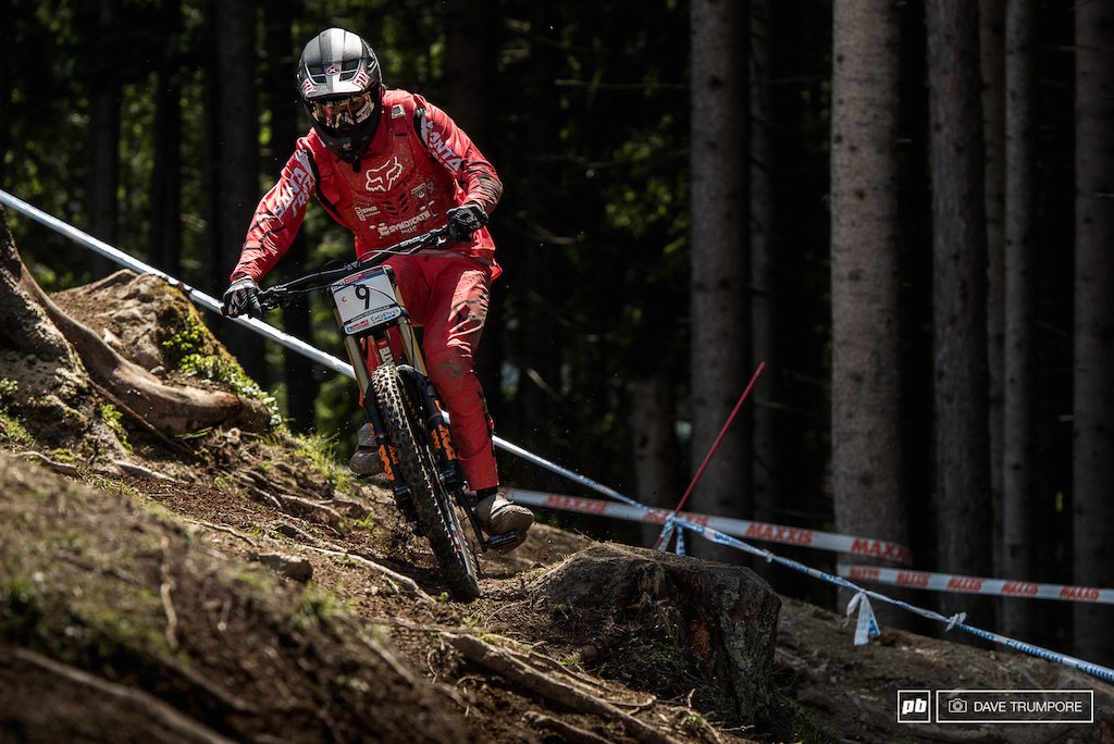 Josh Bryceland leans it into the off camber and rooted out clear cut section of the track.