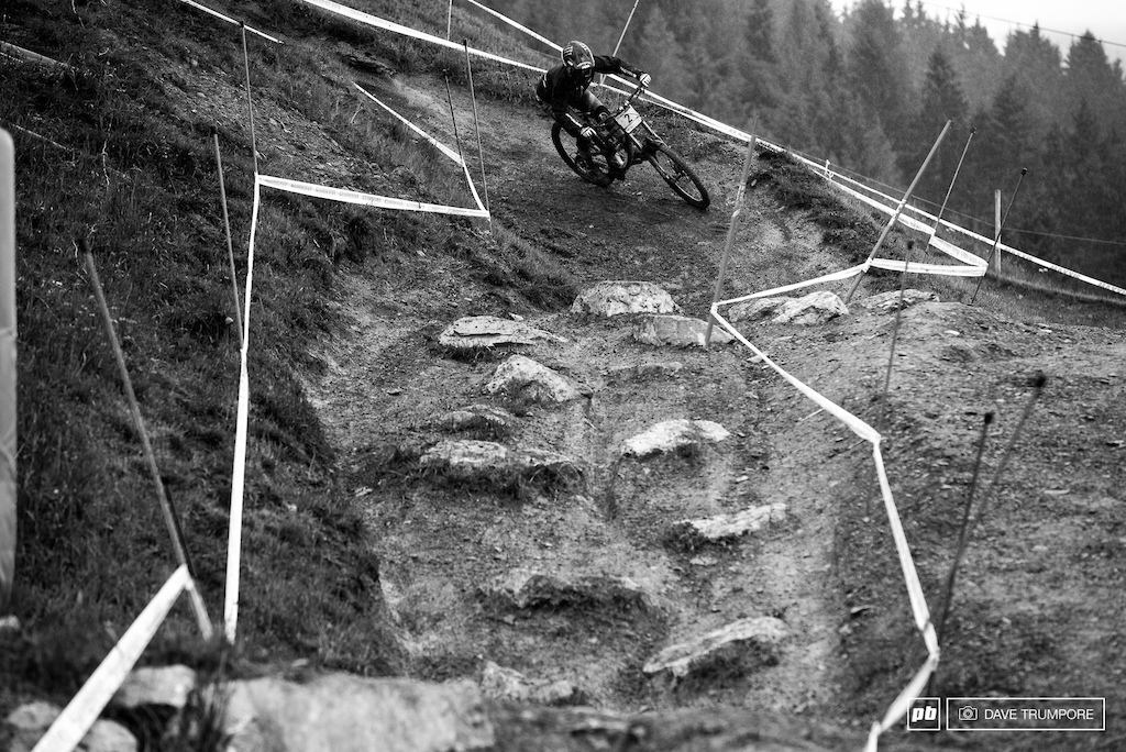 Manon Carpenter gets up to pace on the greasy track and it's oddly placed manmade rock gardens.