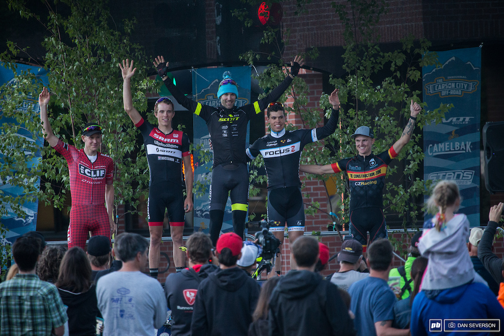 Fast-Guys-R-Us. Mens Podium: 1st - Geoff Kabush, 2nd - Russell Finsterwald, 3rd - Jeremy Martin, 4th - Benjamin Sonntag and 5th - Kyle	Trudeau.