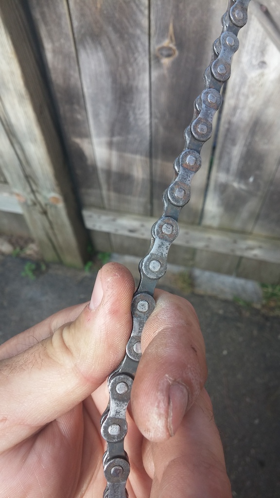 Neglected chain on the Norco 125.

Using Evapo-rust to bring back some life into it.