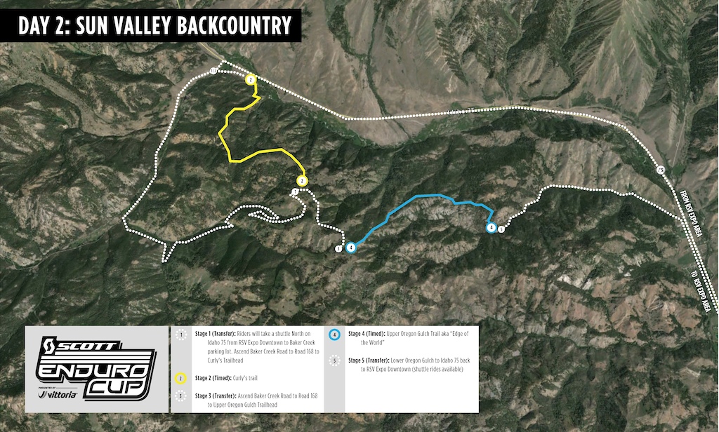 Round 3 of the SCOTT Enduro Cup in Sun Valley. Course map, Day 2