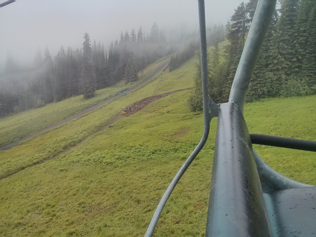 Trail crew working on world cup under the lift