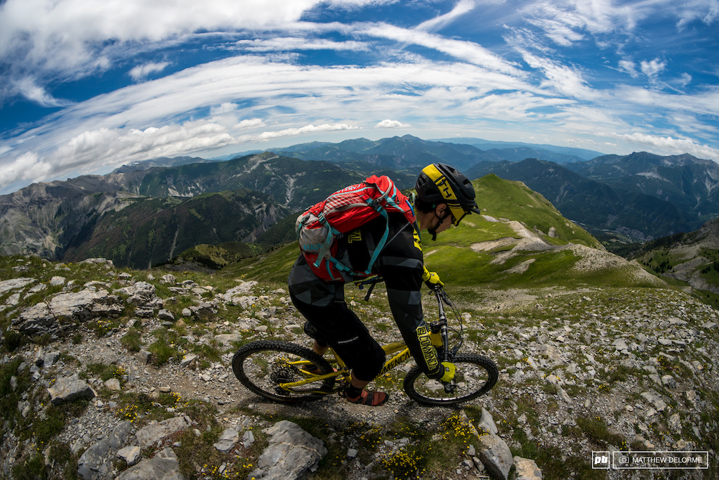Spencer Wright riding the spine in Parc Mercantour.