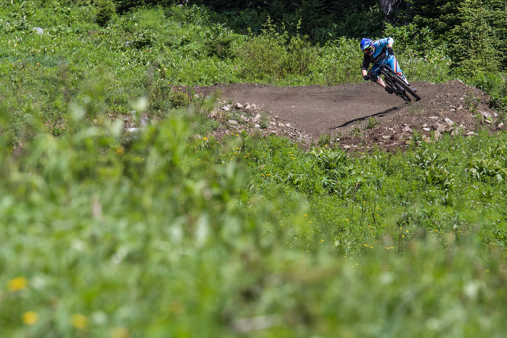 The new corners on Smooth Smoothie allow you to carry your speed through the switchbacked descent, and the beginner berms offer a good opportunity for progression into the steeper banks of the intermediate Route 66.