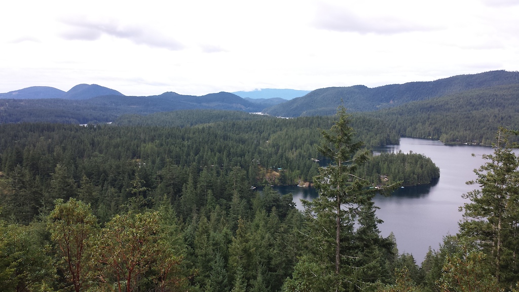 Ruby Lake Lookout. Ruby Lake in the foreground and Sakinaw Lake in the backgound.