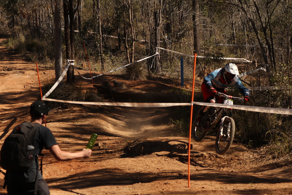 Even on the lower sections of track you can't escape hecklers in Toowoomba.