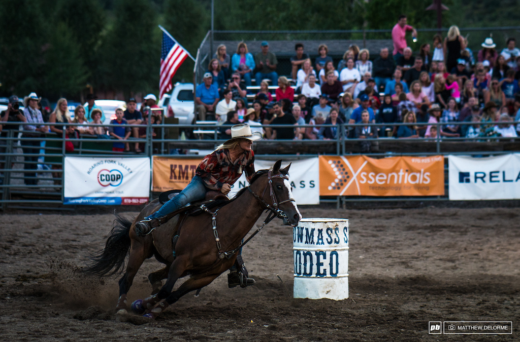 We watched the dirt fly during a bit of barrel racing at the Snowmass rodeo.