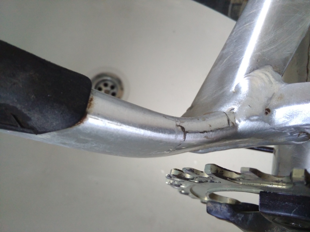 Chainstay crack on a 2015 Canyon Spectral, which they refuse to warranty.
